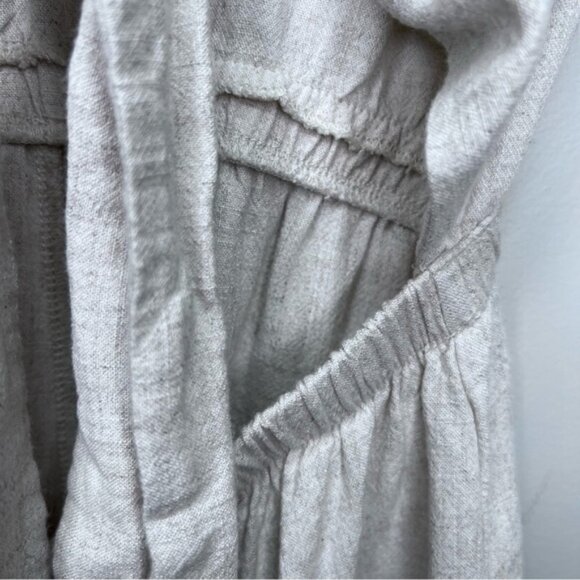 Princess Polly Tie Front Beige Tan Linen Romper Size 6 - Picture 9 of 16